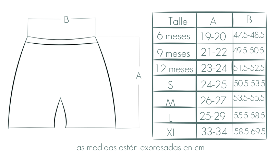 Short Marruecos - Tabla de Talles